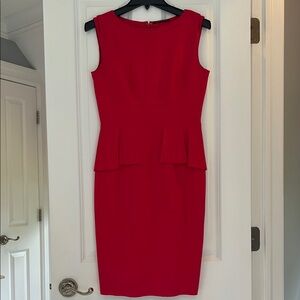 Elie Tahari Red Sleeveless Sheath Midi Dress